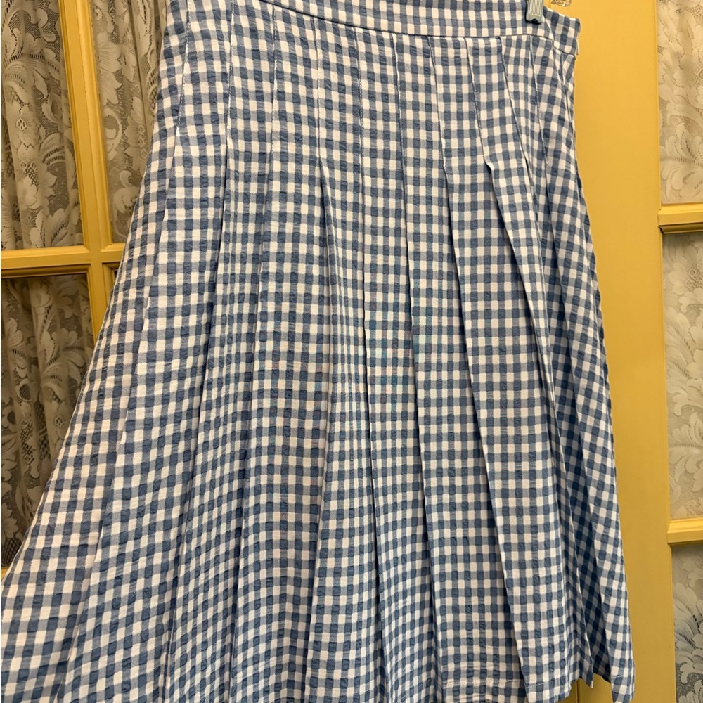 Chic Blue Gingham A-Line Skirt